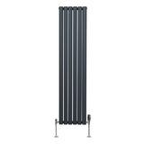 Radiatore a colonna ovale e valvole cromate TRV - 1600mm x 360mm - Grigio antracite