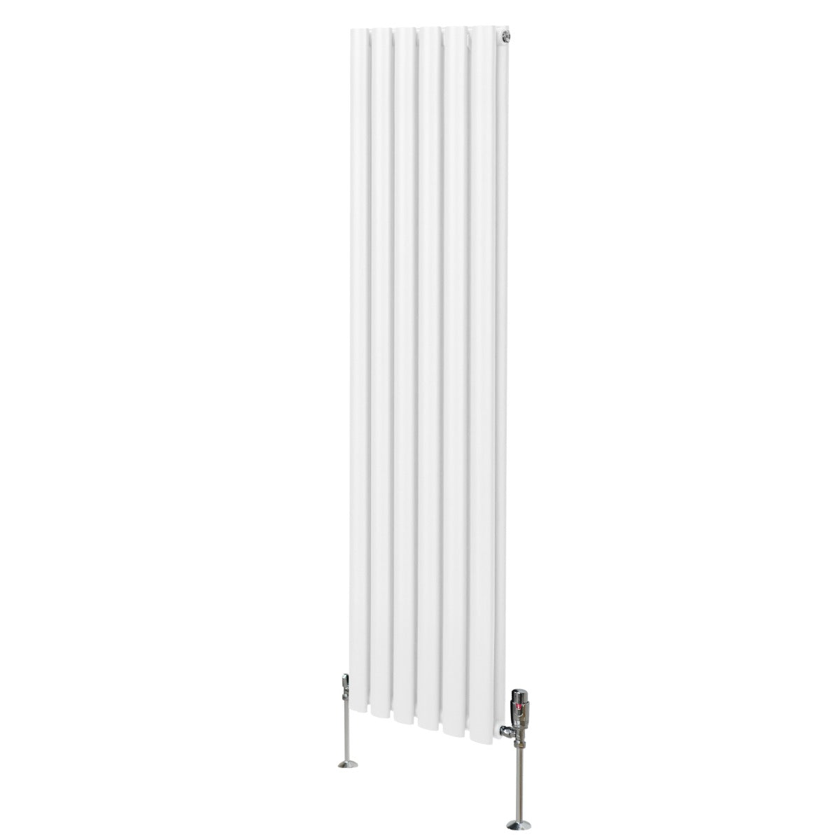 Radiatore a colonna ovale e valvole cromate TRV - 1600mm x 360mm - Bianco