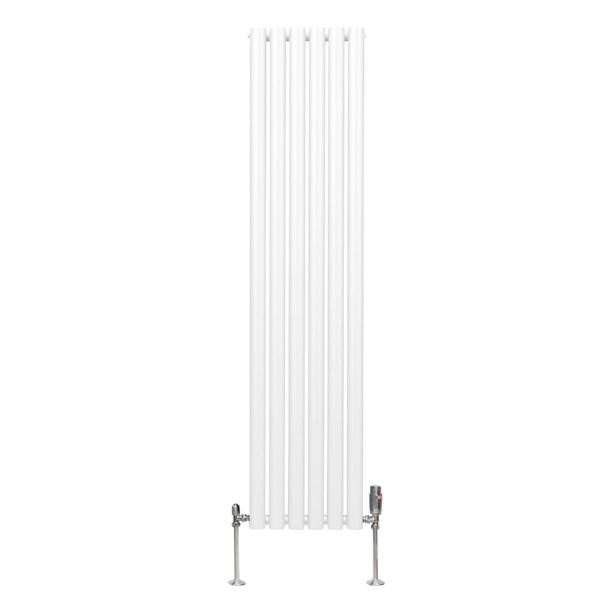 Radiatore a colonna ovale e valvole cromate TRV - 1600mm x 360mm - Bianco