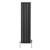 Radiatore a colonna ovale e valvole cromate TRV - 1600mm x 360mm - Nero