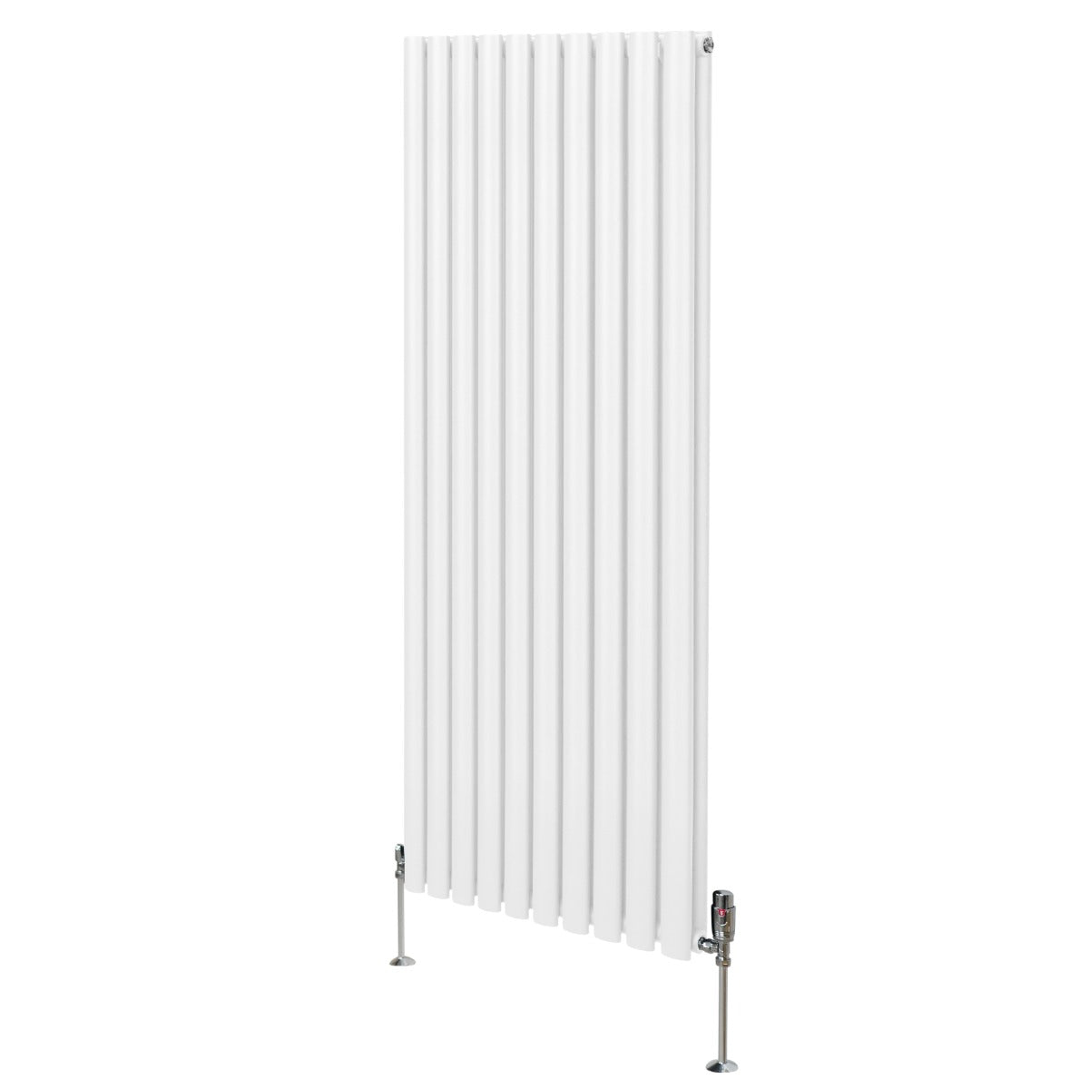 Radiatore a colonna ovale e valvole cromate TRV - 1600mm x 600mm - Bianco