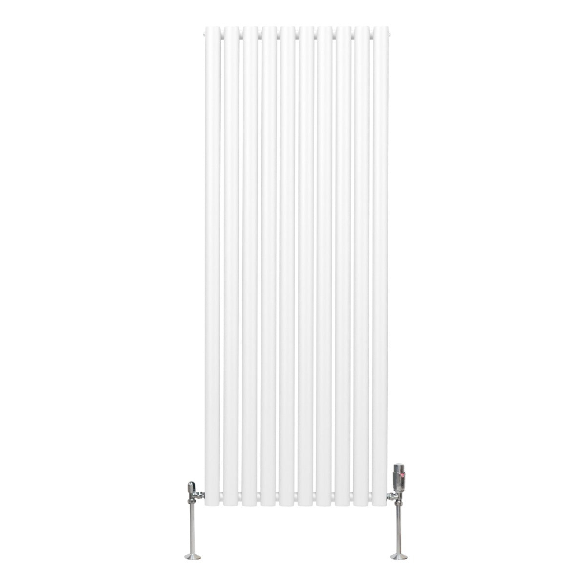 Radiatore a colonna ovale e valvole cromate TRV - 1600mm x 600mm - Bianco