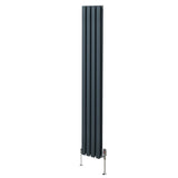 Radiatore a colonna ovale e valvole cromate TRV - 1800mm x 240mm - Grigio antracite