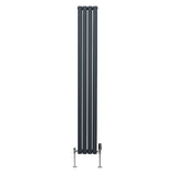 Radiatore a colonna ovale e valvole cromate TRV - 1800mm x 240mm - Grigio antracite