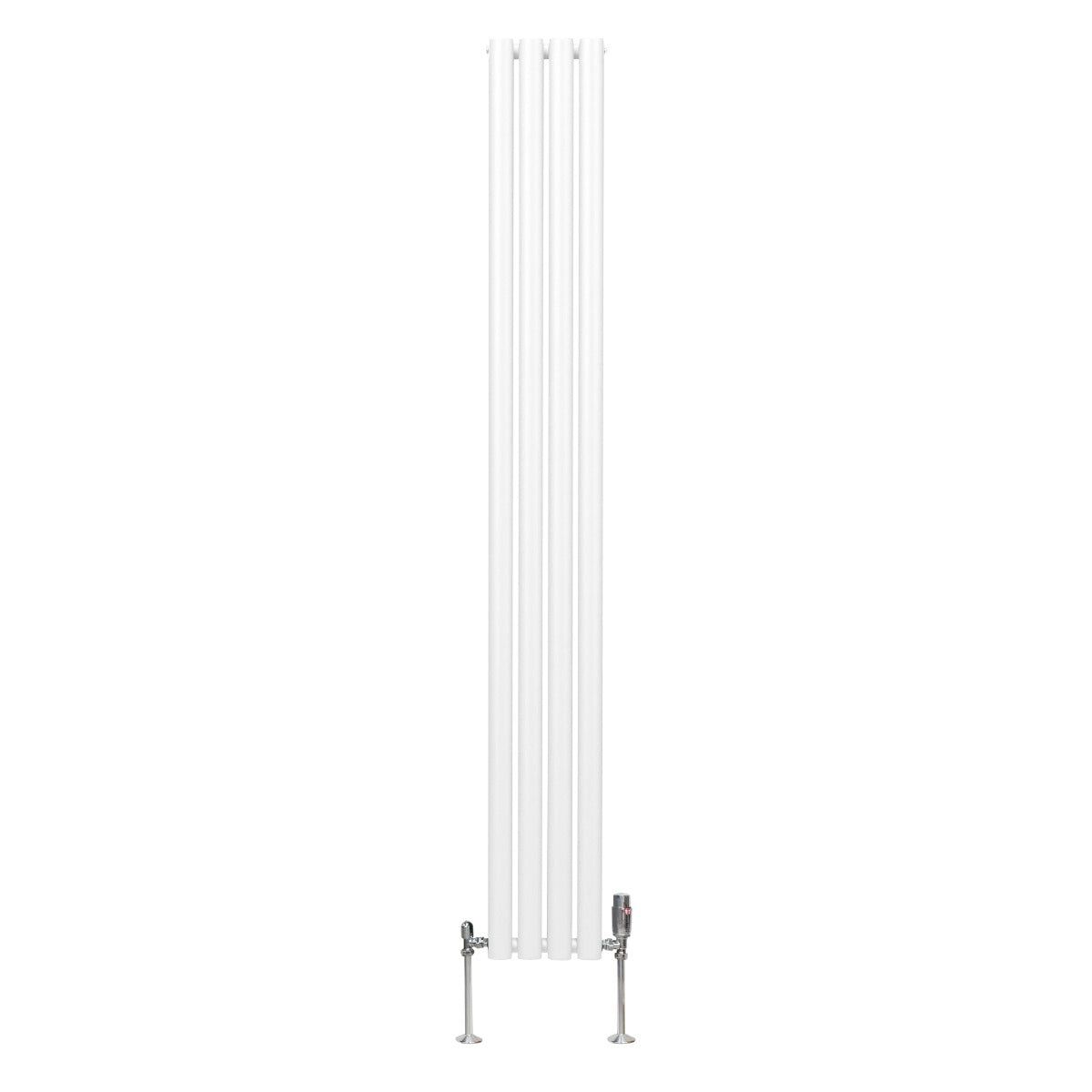 Radiatore a colonna ovale e valvole cromate TRV - 1800mm x 240mm - Bianco