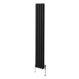 Radiatore a colonna ovale e valvole cromate TRV - 1800mm x 240mm - Nero