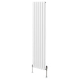 Radiatore a colonna ovale e valvole cromate TRV - 1800mm x 360mm - Bianco