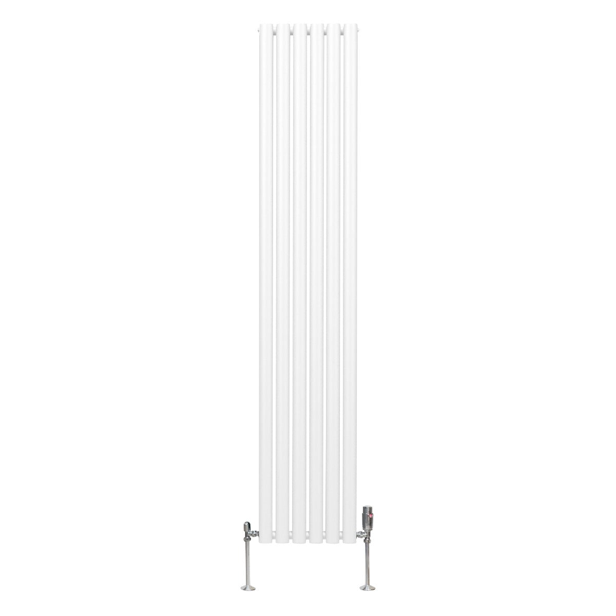 Radiatore a colonna ovale e valvole cromate TRV - 1800mm x 360mm - Bianco