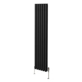 Radiatore a colonna ovale e valvole cromate TRV - 1800mm x 360mm - Nero