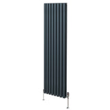 Radiatore a colonna ovale e valvole cromate TRV - 1800mm x 480mm - Grigio antracite