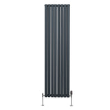 Radiatore a colonna ovale e valvole cromate TRV - 1800mm x 480mm - Grigio antracite