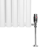 Radiatore a colonna ovale e valvole cromate TRV - 1800mm x 480mm - Bianco