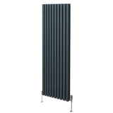 Radiatore a colonna ovale e valvole cromate TRV - 1800mm x 600mm - Grigio antracite