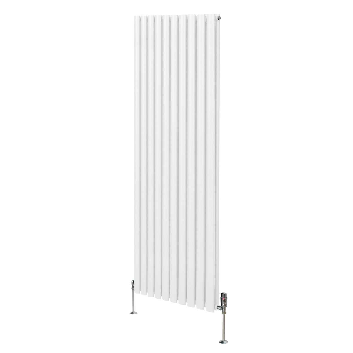 Radiatore a colonna ovale e valvole cromate TRV - 1800mm x 600mm - Bianco