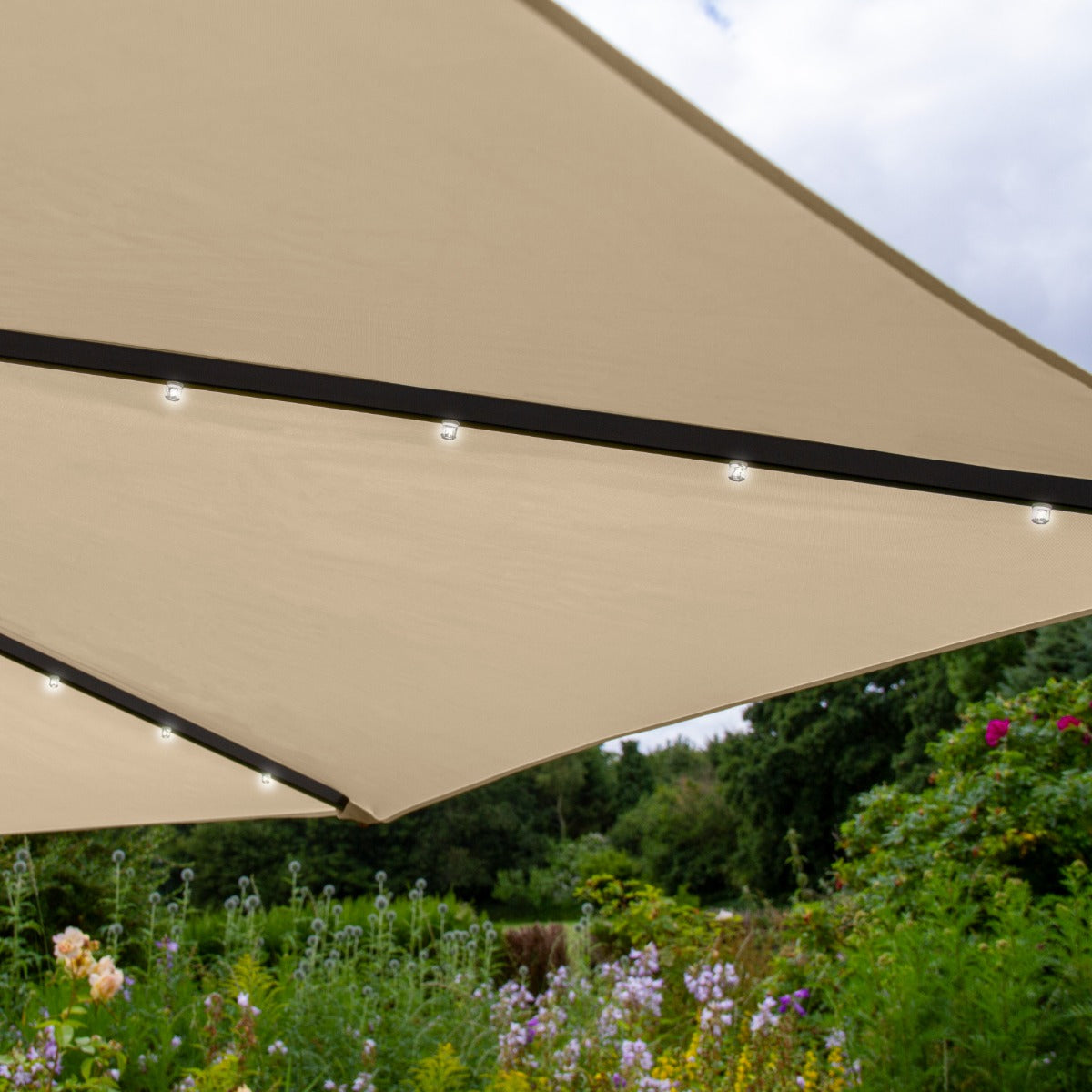 Ombrellone da Giardino Decentrato 3m con LED - Beige