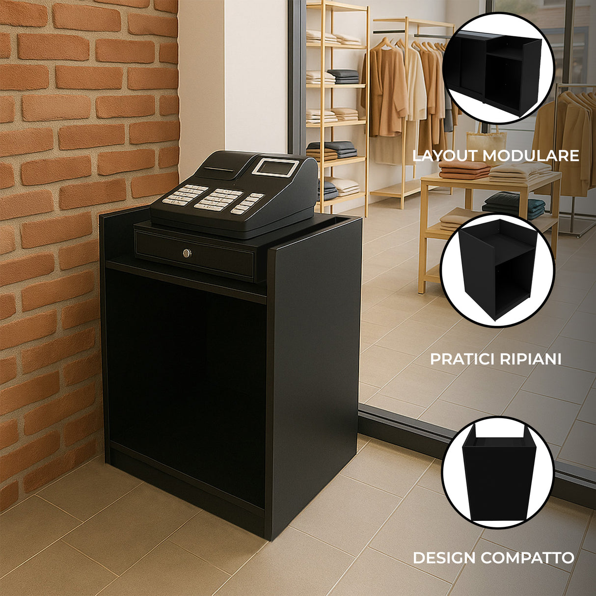 Bancone Cassa da Negozio TB60 – Nero