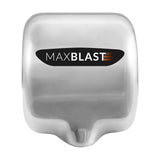 Asciugamani elettrico MaxBlast in acciaio inossidabile lucido con logo nero e arancione, design moderno e compatto