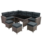 Set ad angolo in rattan - Grigio