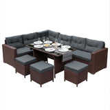 Set ad angolo in rattan - Marrone