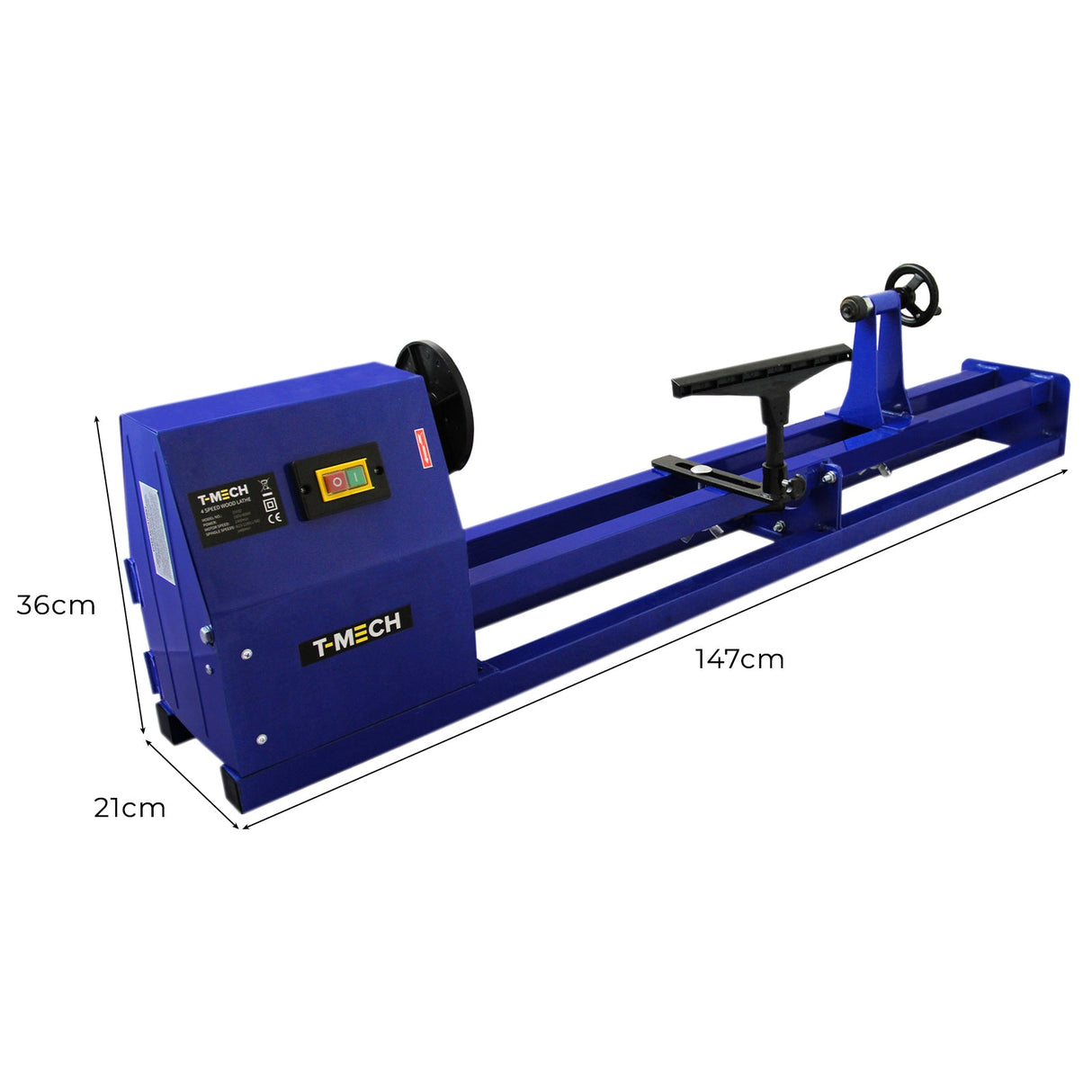 Tornio da Banco per Legno con Mandrino a 4 Ganasce e Set di 6 Scalpelli – Motore 400W