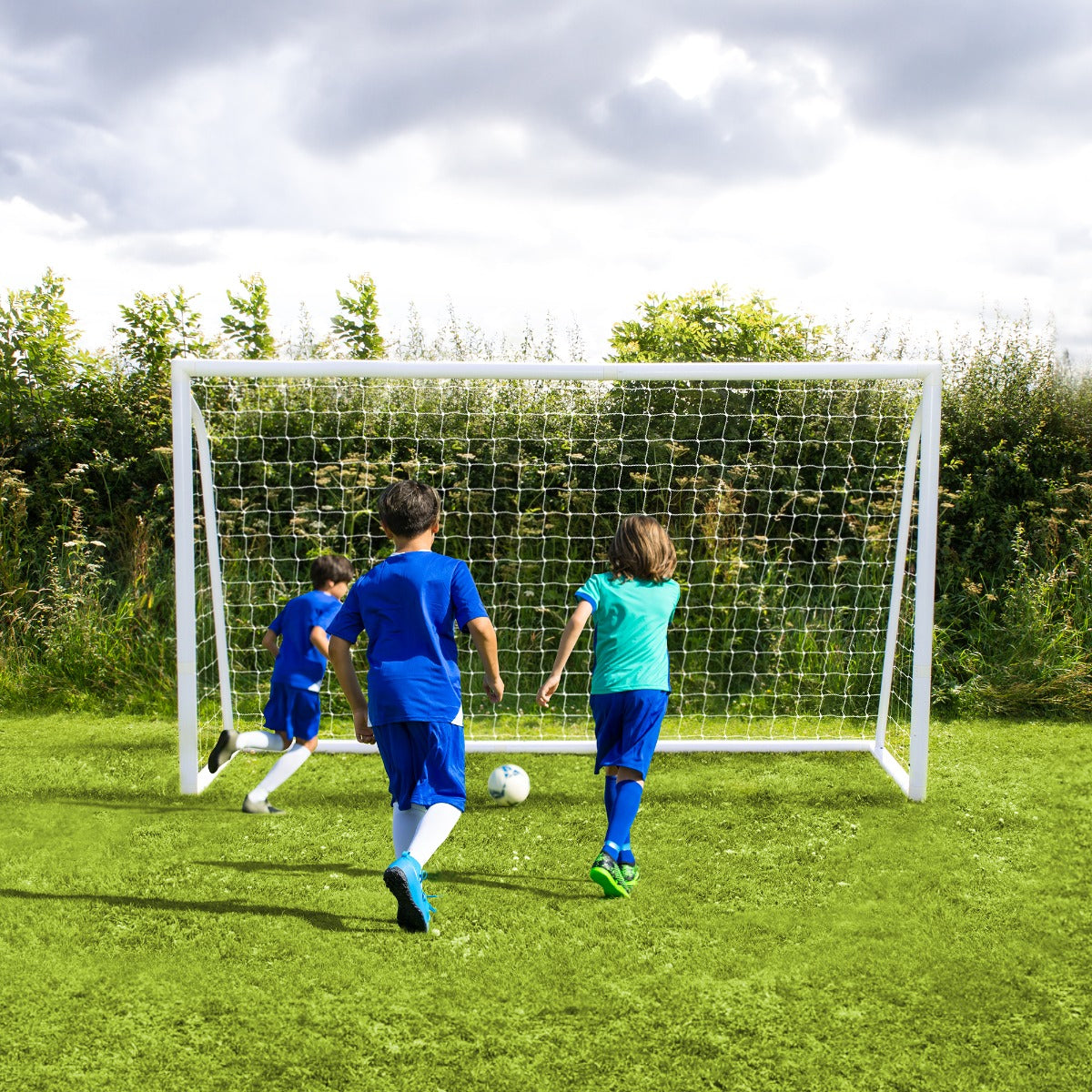 Porta da calcio da 360cm x 180cm, custodia per il trasporto e telo bersaglio