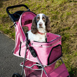 Passeggino per Animali Domestici con Parapioggia – Rosa