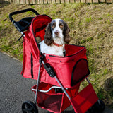 Passeggino per Animali Domestici con Parapioggia – Rosso