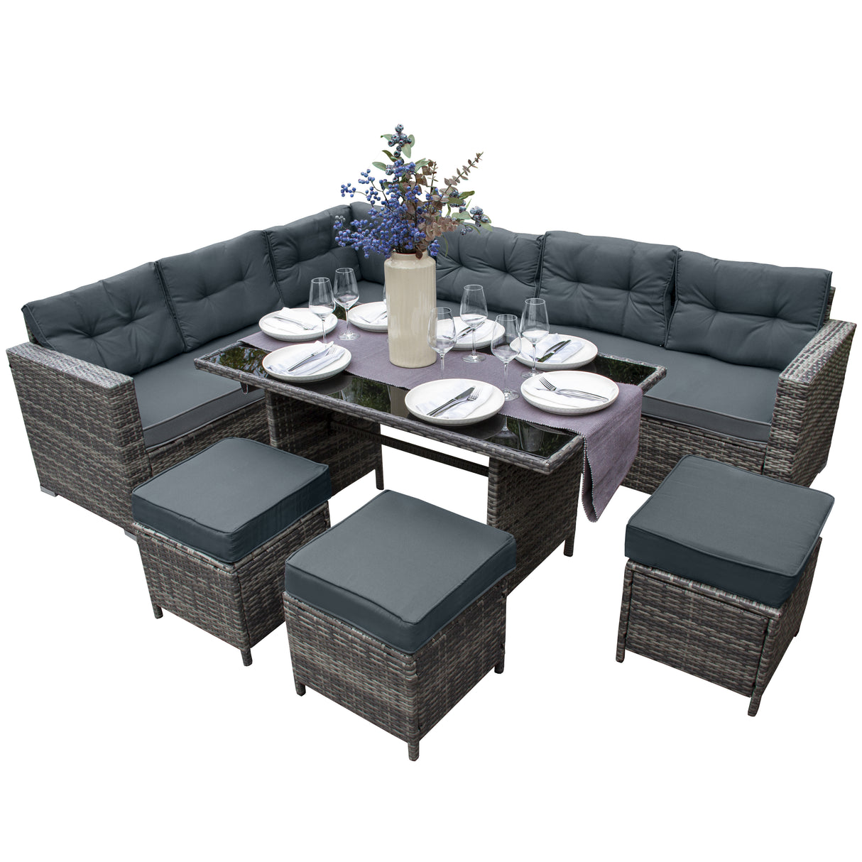 Set ad angolo in rattan - Grigio