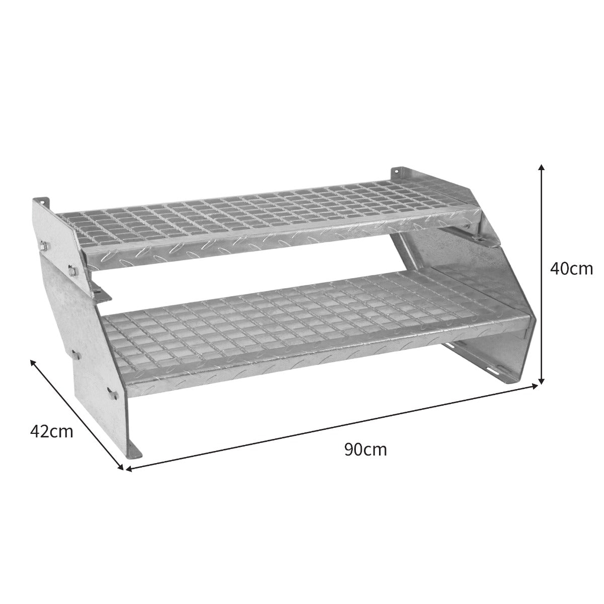 Scala zincata a 2 Livelli con altezza regolabile - Larghezza 900 mm