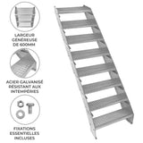 Scala zincata regolabile a 8 elementi - larghezza 600 mm