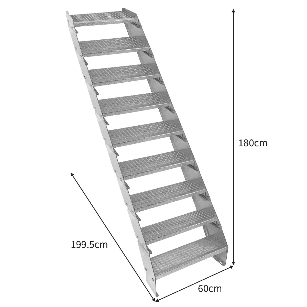 Scala zincata regolabile a 9 elementi - larghezza 600 mm