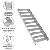 Scala zincata regolabile a 10 elementi - larghezza 900 mm