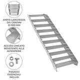 Scala zincata regolabile a 10 elementi - larghezza 900 mm