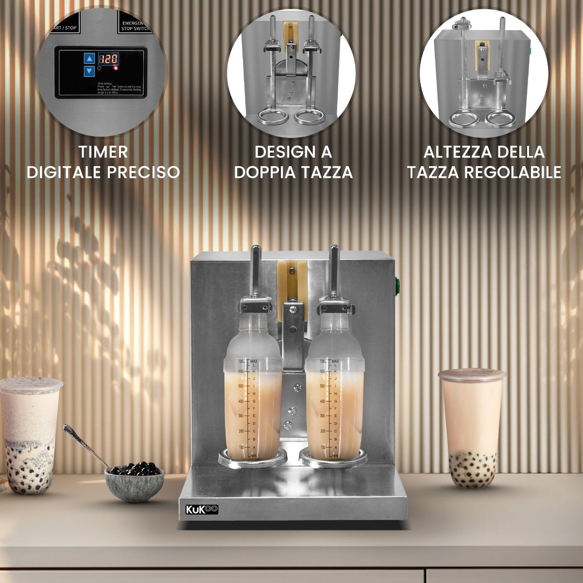 Shaker Automatico Per il Bubble Tea e 2 Shaker