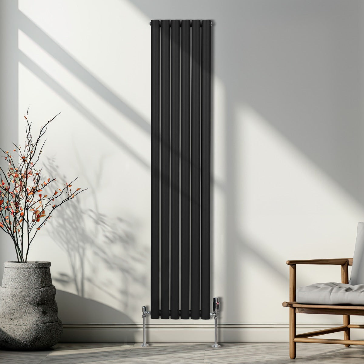 Radiatore a Colonna Ovale - 1800mm x 360mm - Nero