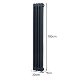 Radiatore Termosifone a 2 colonne - 1500 x 202 mm - Grigio antracite