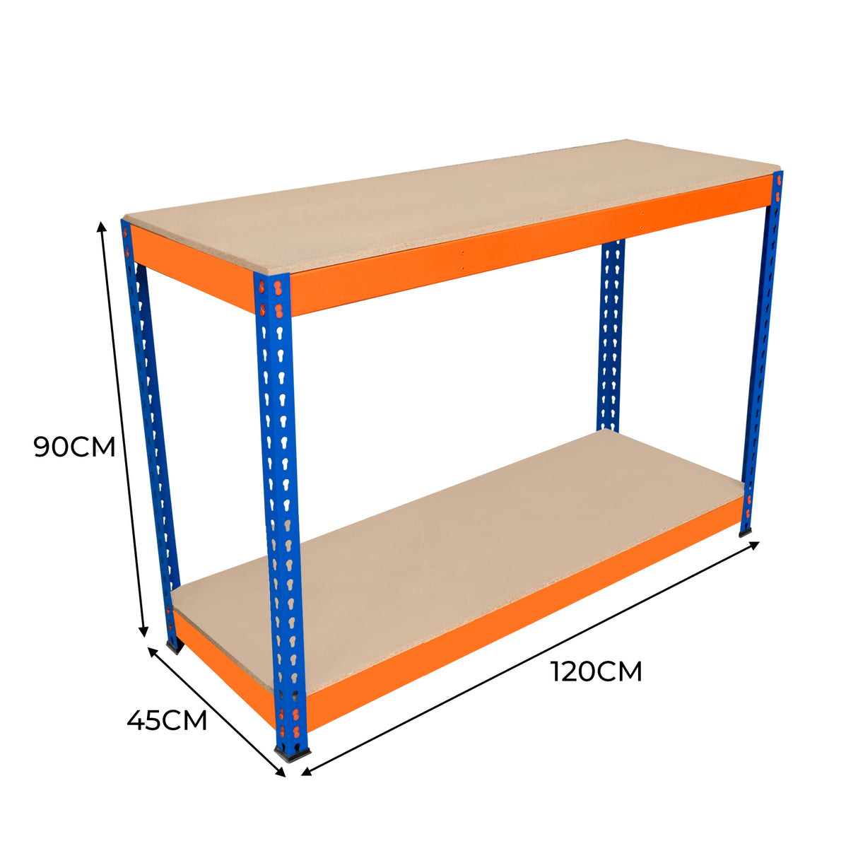 Banco da Lavoro a 2 Ripiani S-Rax - 120cm x 45cm x 90cm