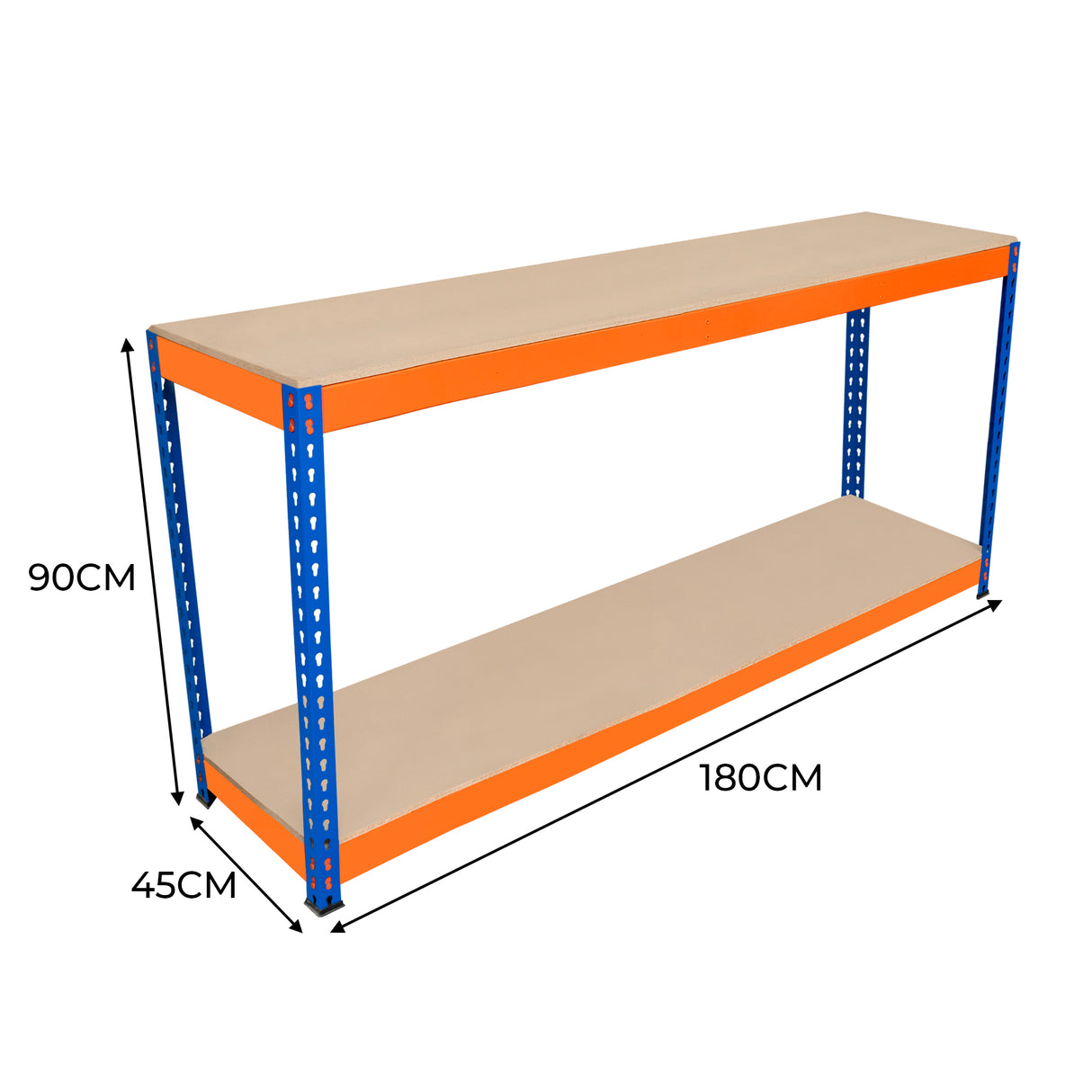 Banco da Lavoro a 2 Ripiani S-Rax - 180 cm x 45 cm x 90 cm