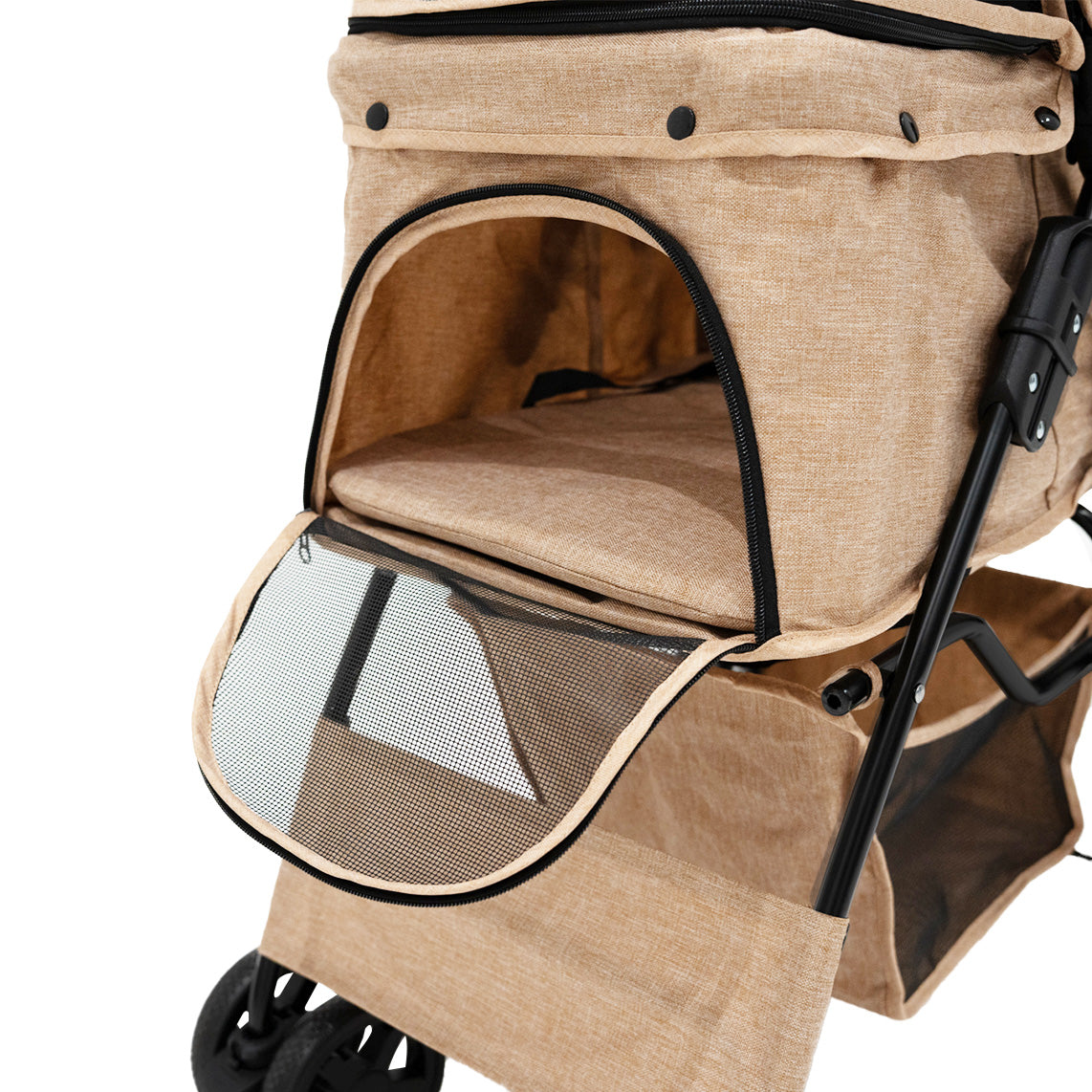 Passeggino per Animali con Copertura Antipioggia – Beige