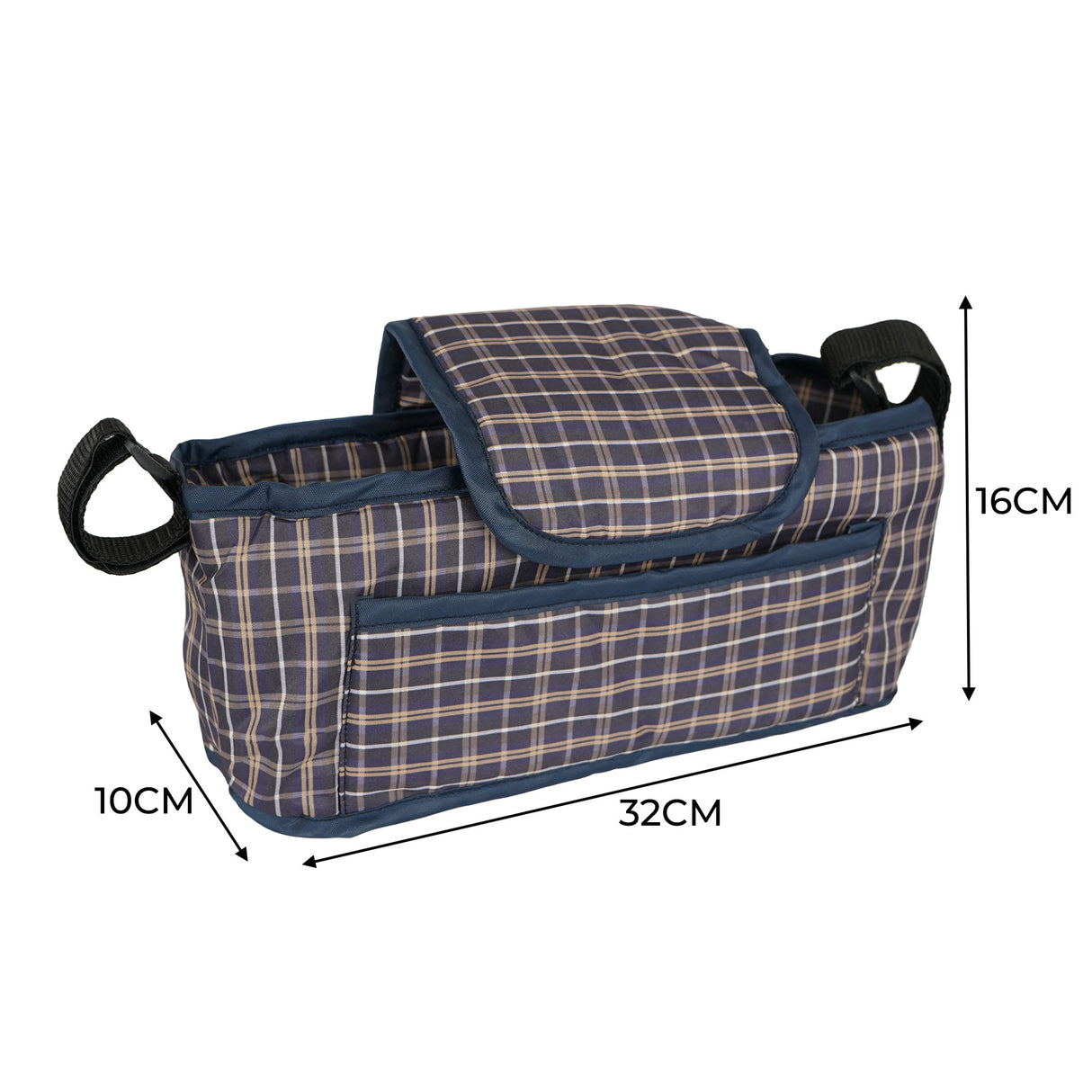 Borsa Organizer per Passeggino per Animali - Blu Tartan