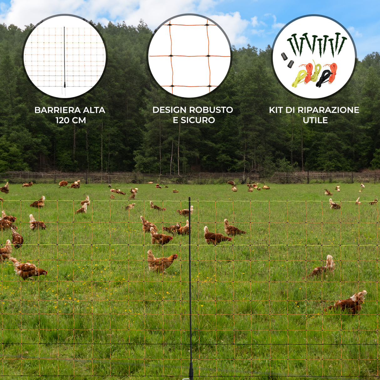 Rete Adatta per Recinti Elettrici per Pollame - 50m