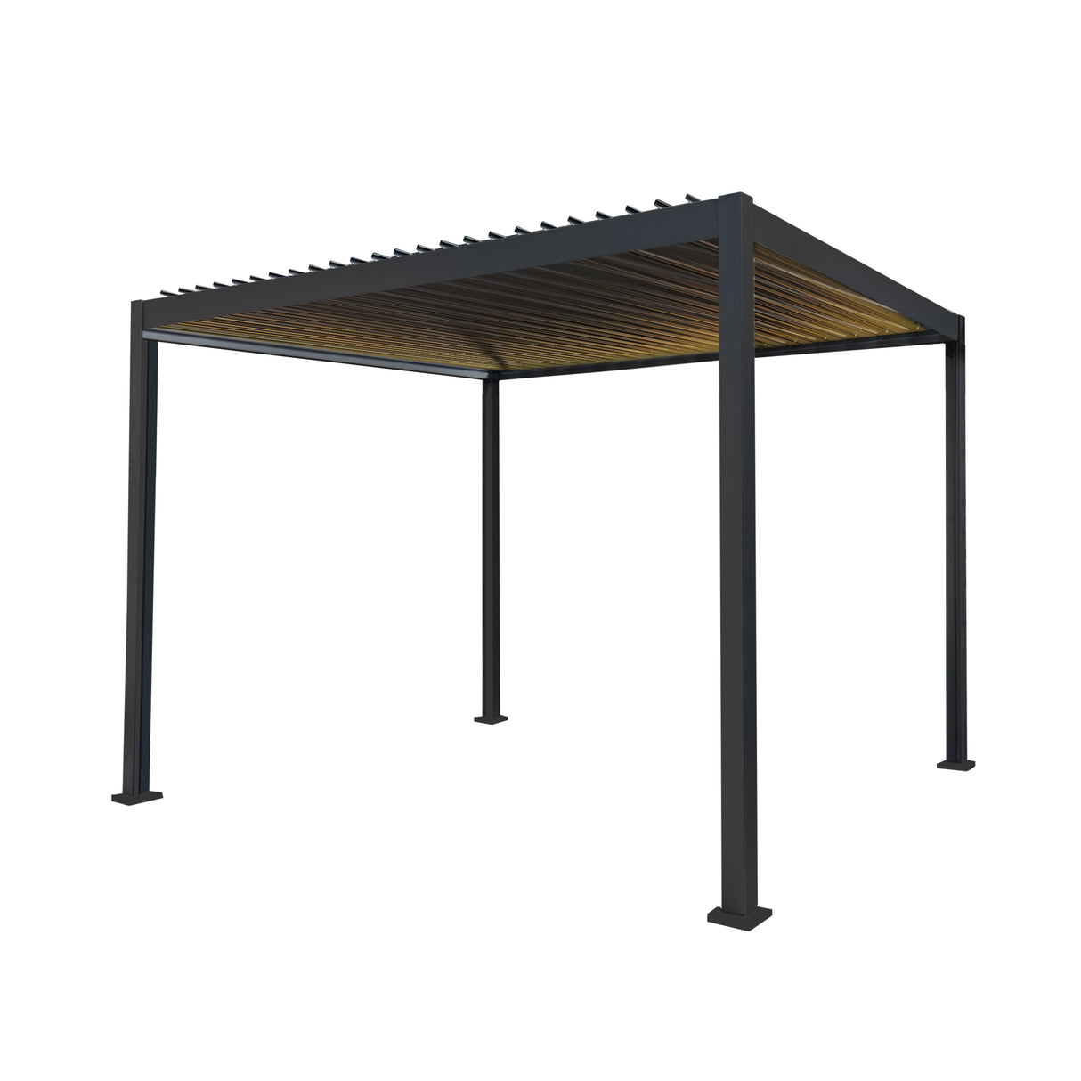 Pergola in alluminio antracite con luci a LED - 3 m x 3 m