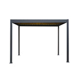 Pergola in alluminio antracite con luci a LED - 3 m x 3 m