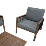 Set Divano da Giardino 4 Pezzi in Alluminio – Effetto Legno