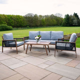 Set Divano da Giardino 4 Pezzi in Alluminio – Effetto Legno