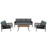 Set Divano da Giardino 4 Pezzi in Alluminio – Effetto Legno