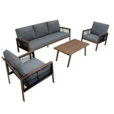 Set Divano da Giardino 4 Pezzi in Alluminio – Effetto Legno