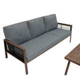 Set Divano da Giardino 4 Pezzi in Alluminio – Effetto Legno