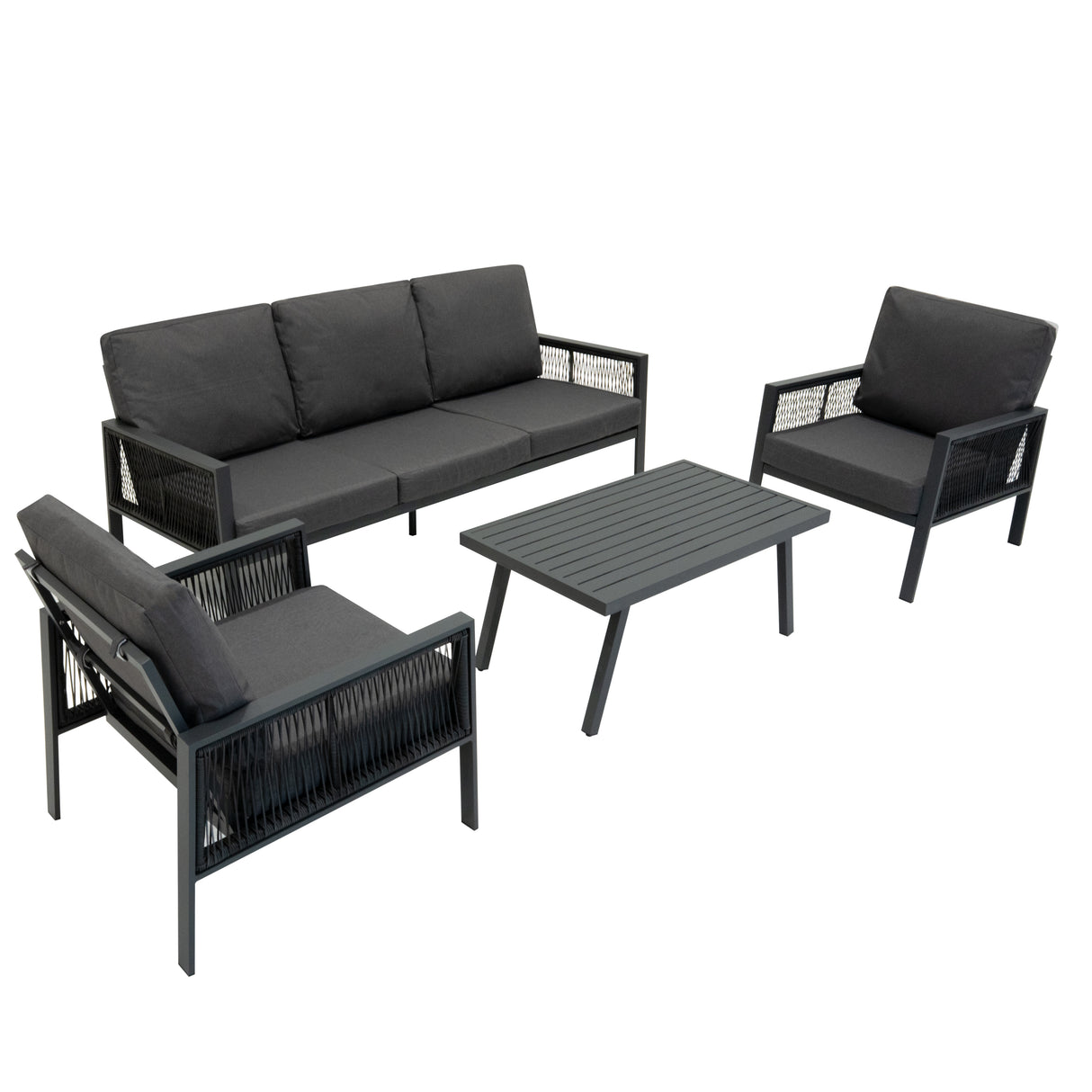 Set Divano da Giardino 4 Pezzi in Alluminio – Grigio Antracite