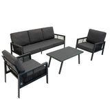 Set Divano da Giardino 4 Pezzi in Alluminio – Grigio Antracite